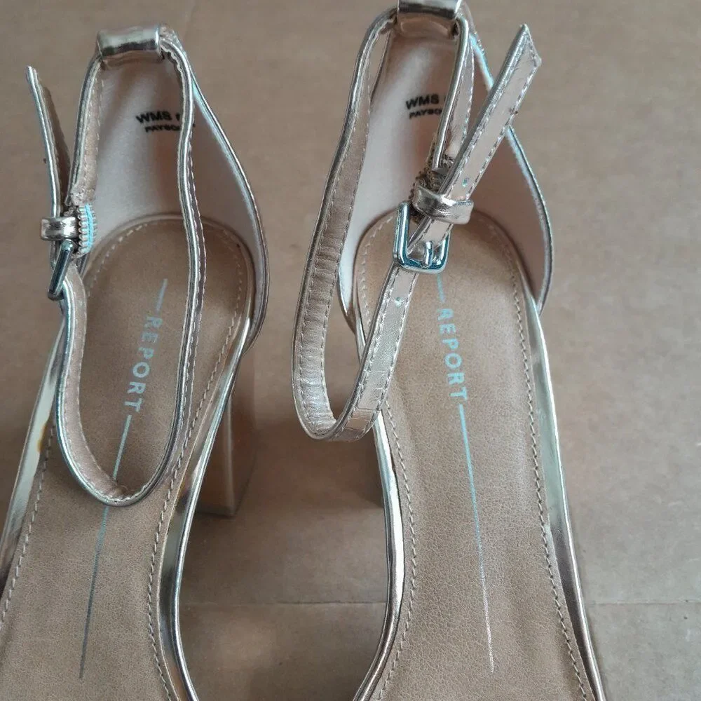Report Women’s Payson Rose Gold Block Heel Shoes Size 6.5